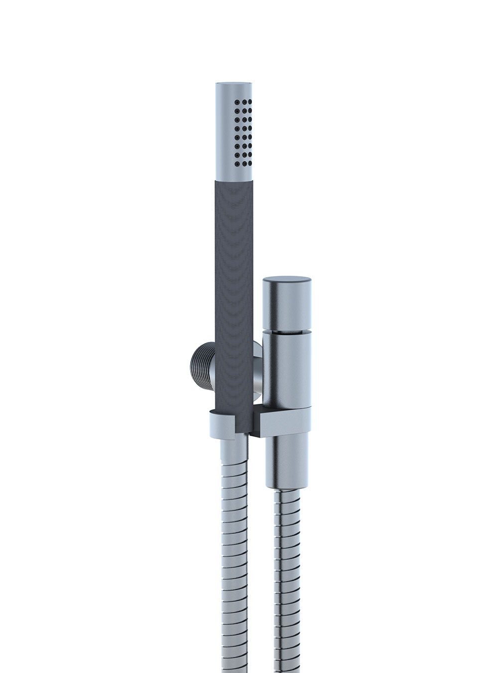 070: Muuraansluitbocht met terugslagklep, handdouche met houder links en metalen doucheslang 1500 mm....