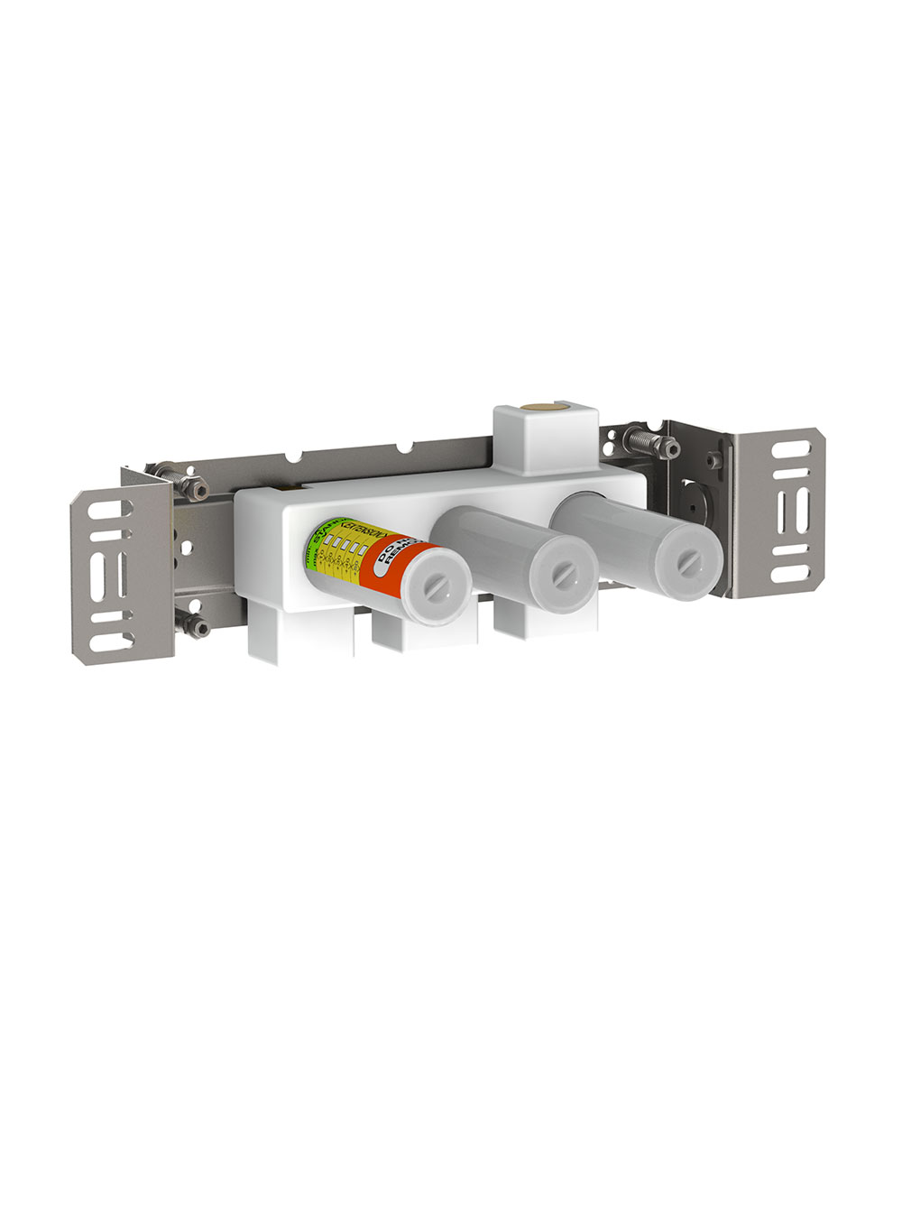 1500: Two-handle build-in mixer with fixed outlet socket in the middle. 
½" connection to copper, stee...