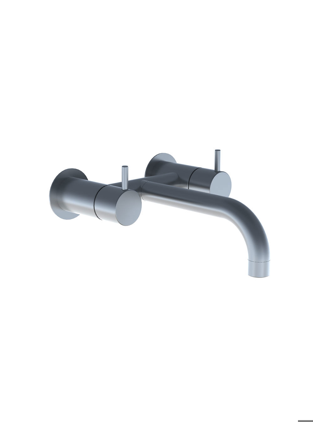 1621: Two-handle mixer with ¼ turn ceramic disc technology for surface mounting on solid wall. Projection 