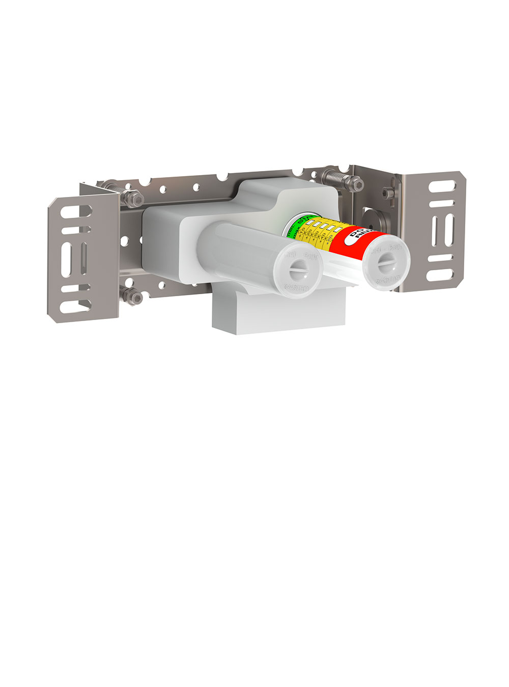2100X: One-handle build-in mixer for high flow, with fixed outlet socket, mixer to the right.
½" connec...