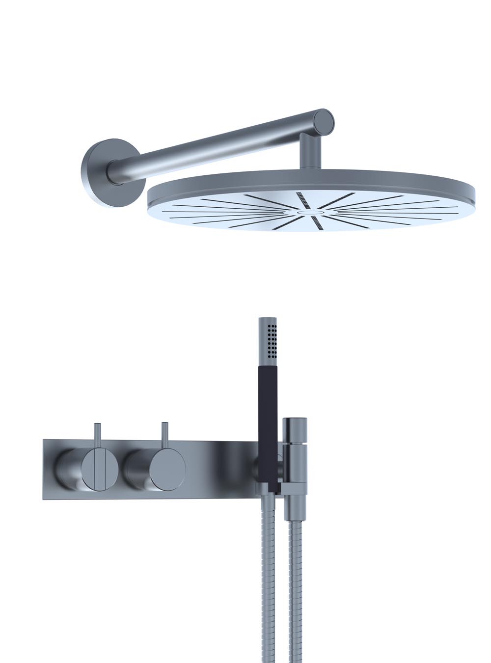 2473-061: Mitigeur inverseur avec douche à main et douche de tête murale double.
2473-061UP = Partie encas...
