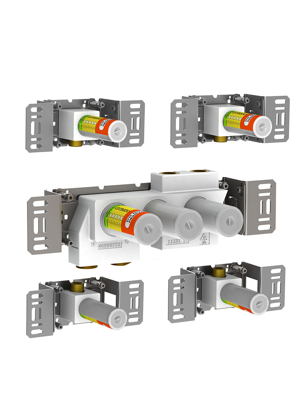 5400A4: Thermostatic mixer with 4-way diverter including 4 separate outlet sockets, 200M.
¾" connection...