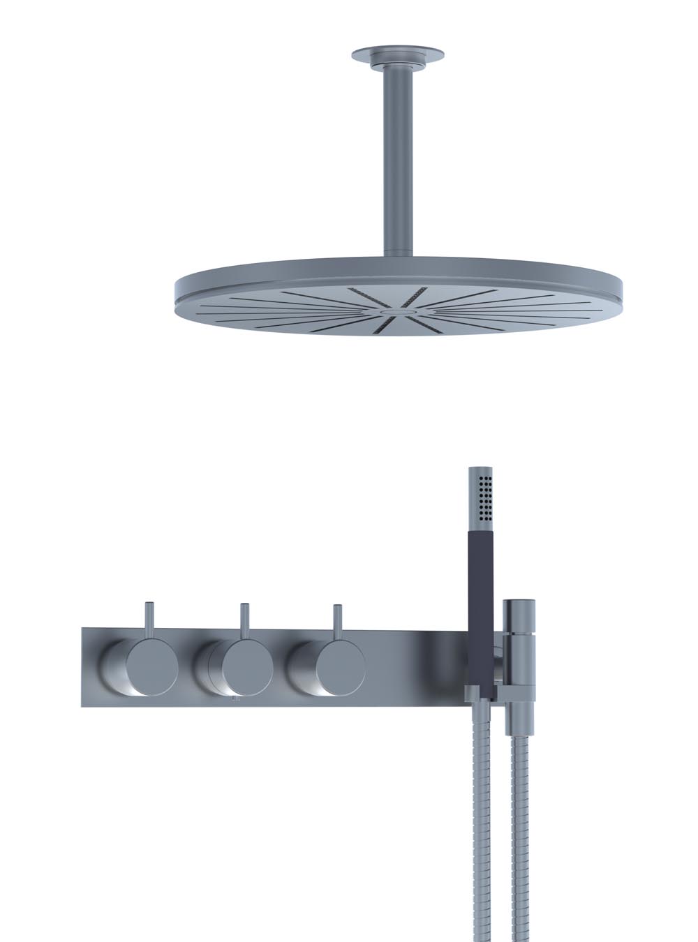 5474L-061A: ¾" termostatblander med hoved - og håndbruser. 
5474L-061AUP = ¾" termostatblander 5400FV, løs a...