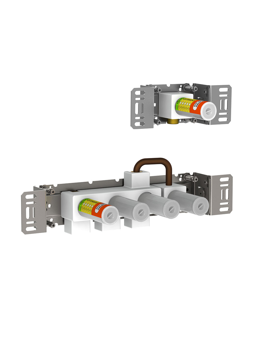 800T: Two-handle build-in mixer with diverter, including 
one fixed and one separate outlet socket, 20...
