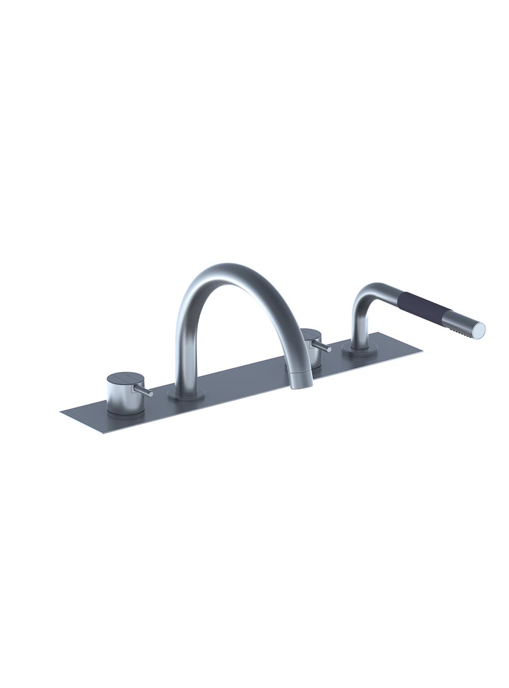 BK12: One-handle mixer with swivel spout for bath filling and mixer with hand shower. Complete with mou...