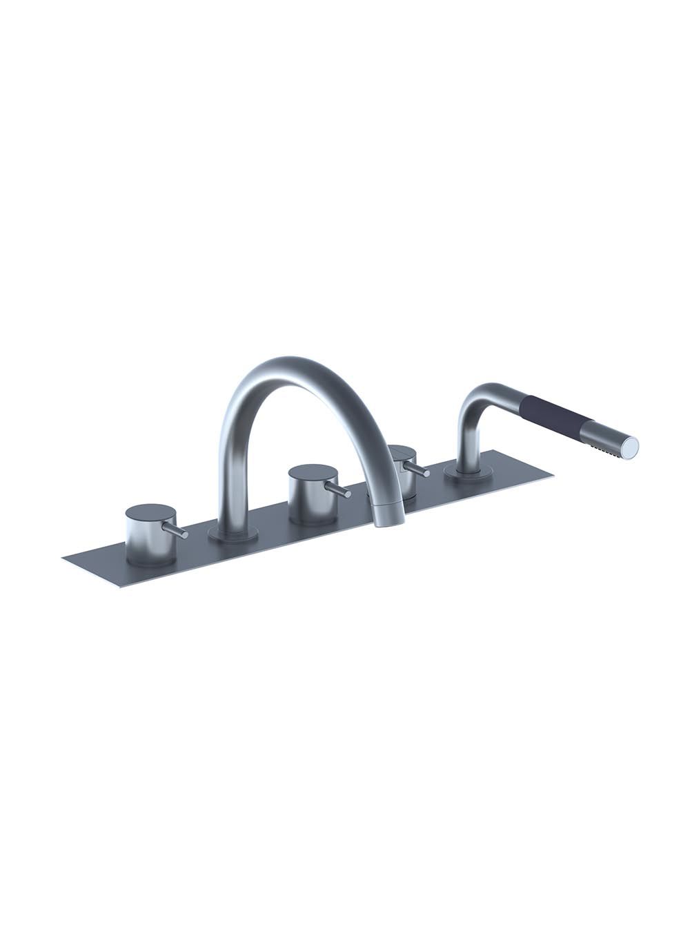 BK13: Two-handle mixer with swivel spout for bath filling and mixer with hand shower. Complete with mounti