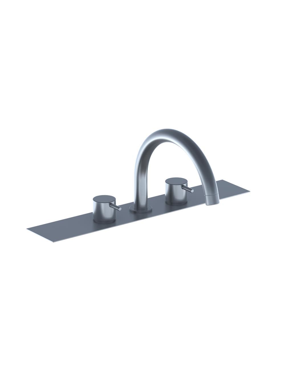 BK8: Two-handle mixer with swivel spout for bath filling. Complete with adjustable bracket and water coll