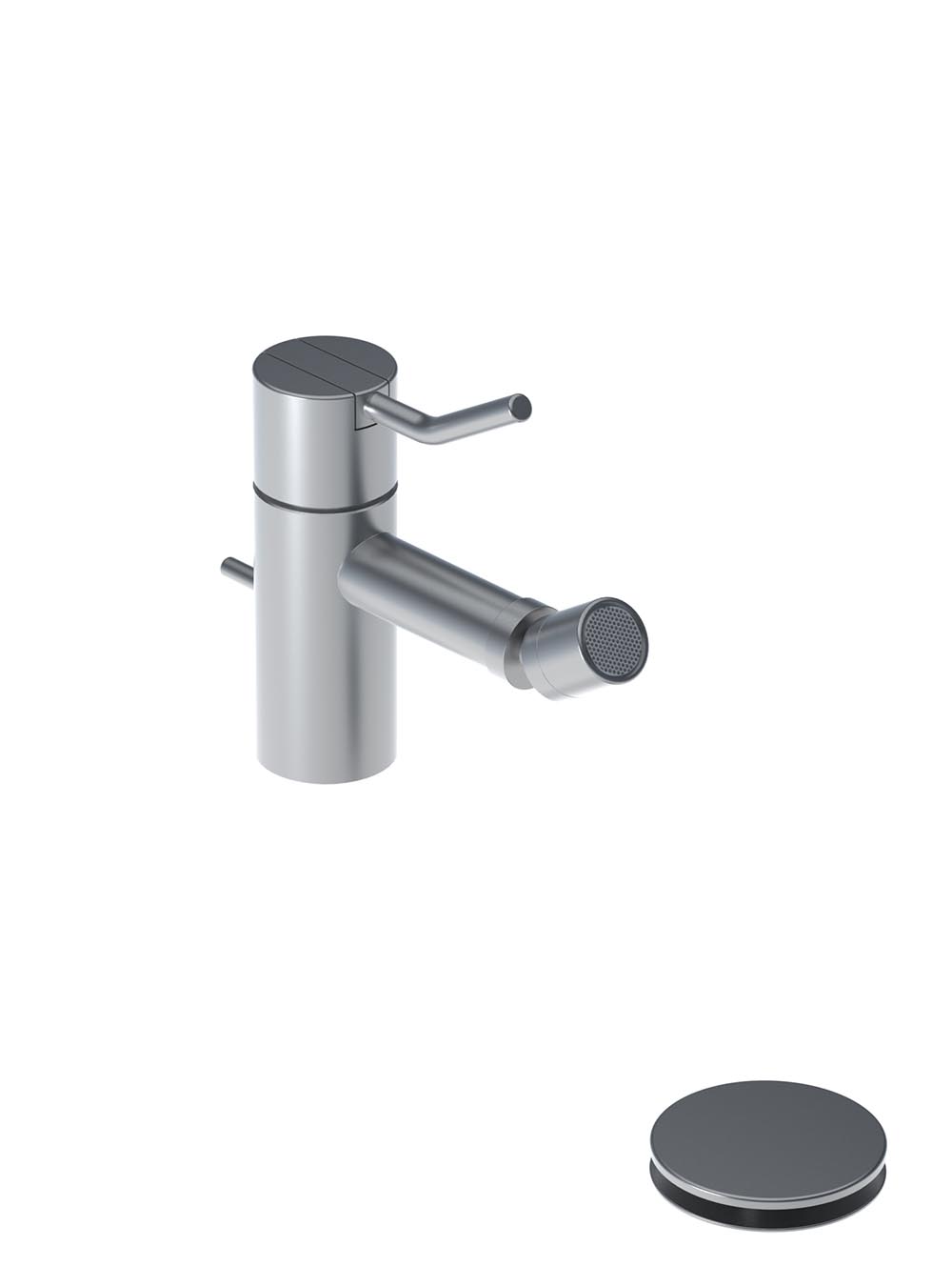 HV4M: One-handle bidet mixer with ceramic disc technology, with medium lever, fixed spout with adjustab...