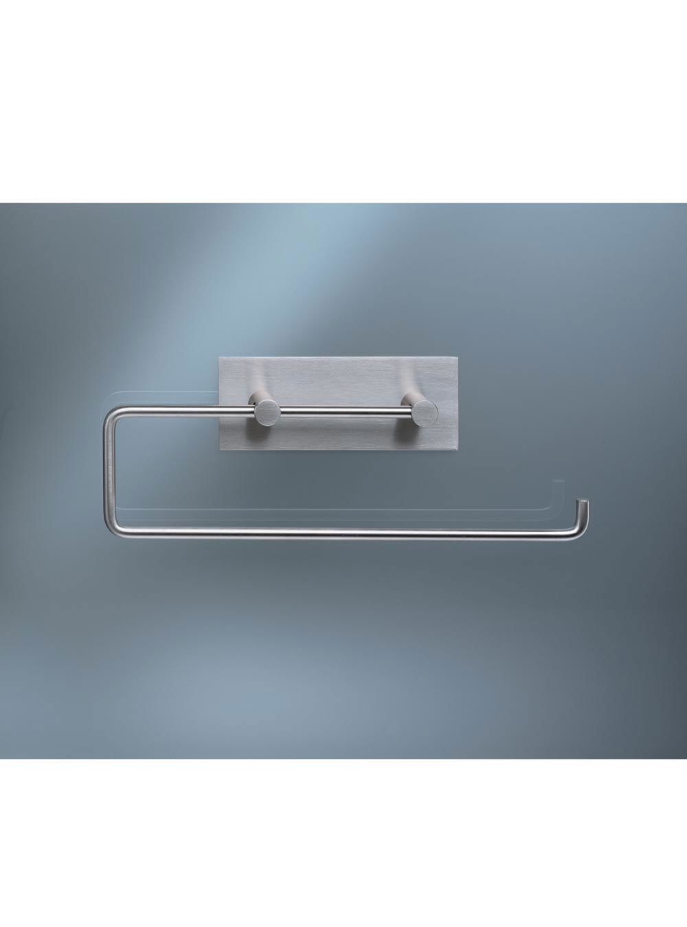 T13: Papierhalter für zwei WC-Rollen oder eine Papierhandtuchrolle (Küchenrolle), Bügellänge 237 mm.